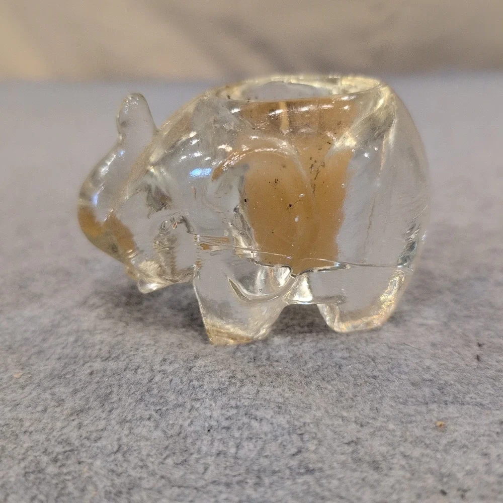 Vintage Clear Glass Elephant Figurine with Integrated Candle Made in Taiwan - Picture 1 of 5